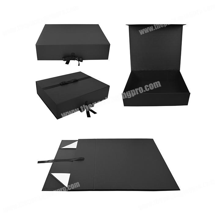 Custom Matt Foldable Packaging Black Collapsible Magnetic Folding Gift Box