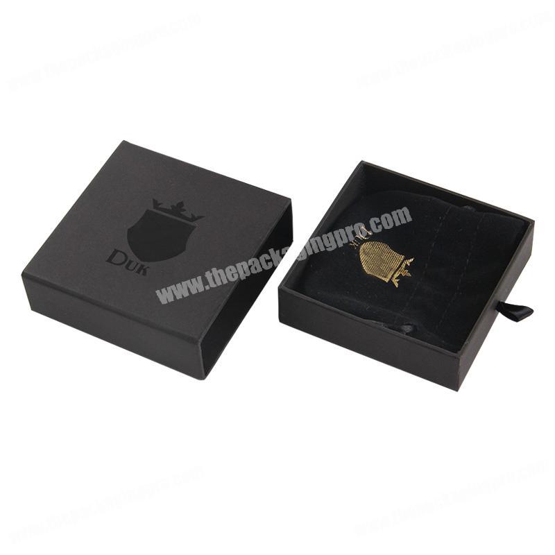 Custom Matte Black Paper Jewelry Packaging Box, Sliding Drawer Gift Box