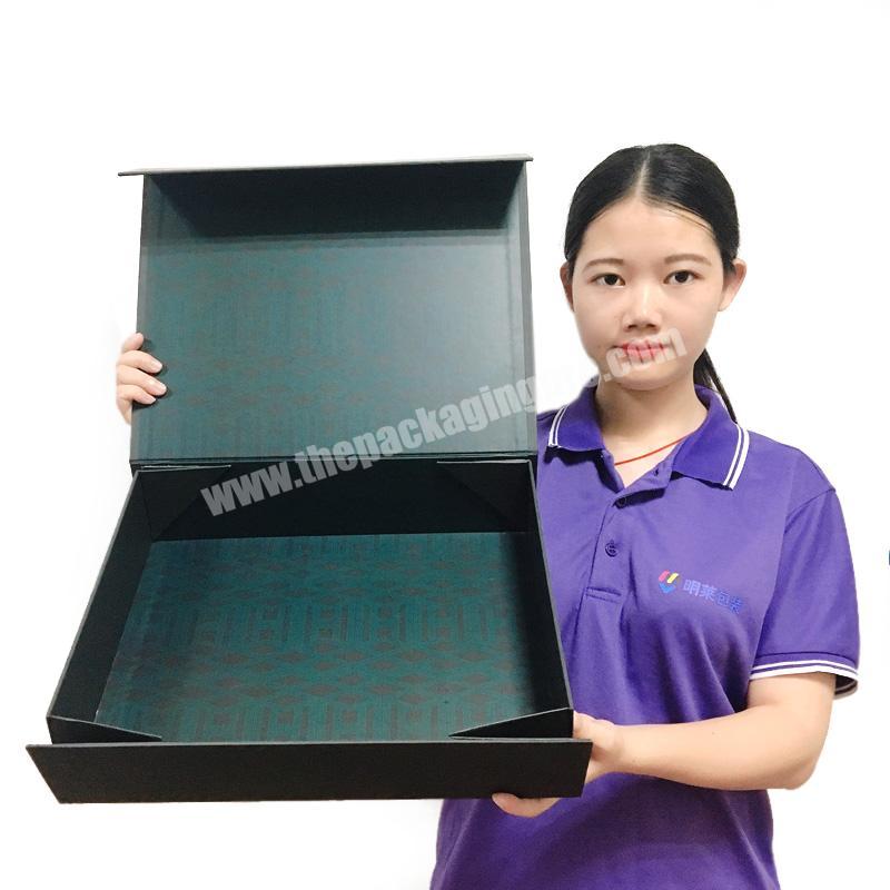 Custom Matte Black Rectangle Packaging Flip Top Open Cardboard Gift Boxes with Magnetic Catch Lid