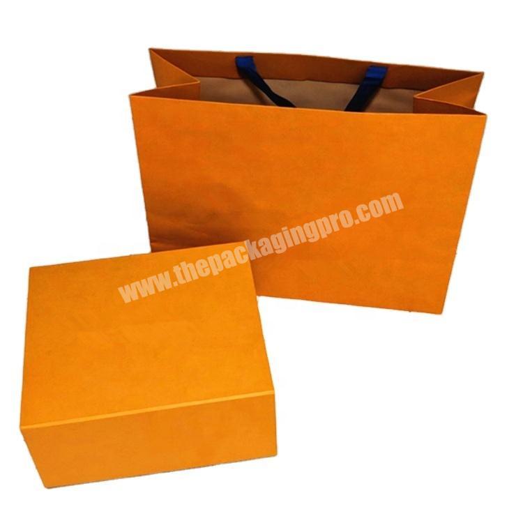 Custom Orange Magnetic Gift Box and Paper Bag for shoes packaging