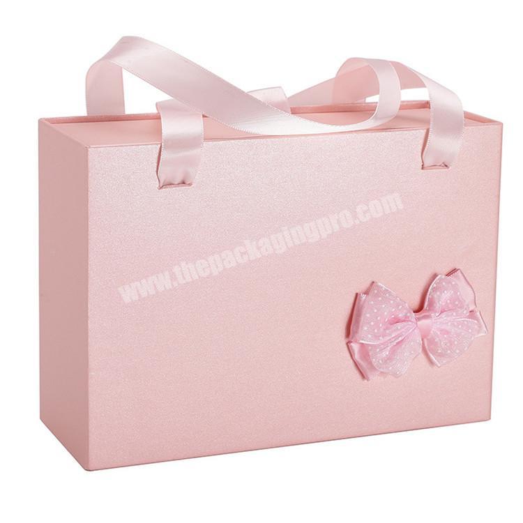 Custom Order Drawer Type Ribbon Handle Cardboard Paper Fashion Pink Gift Boxes