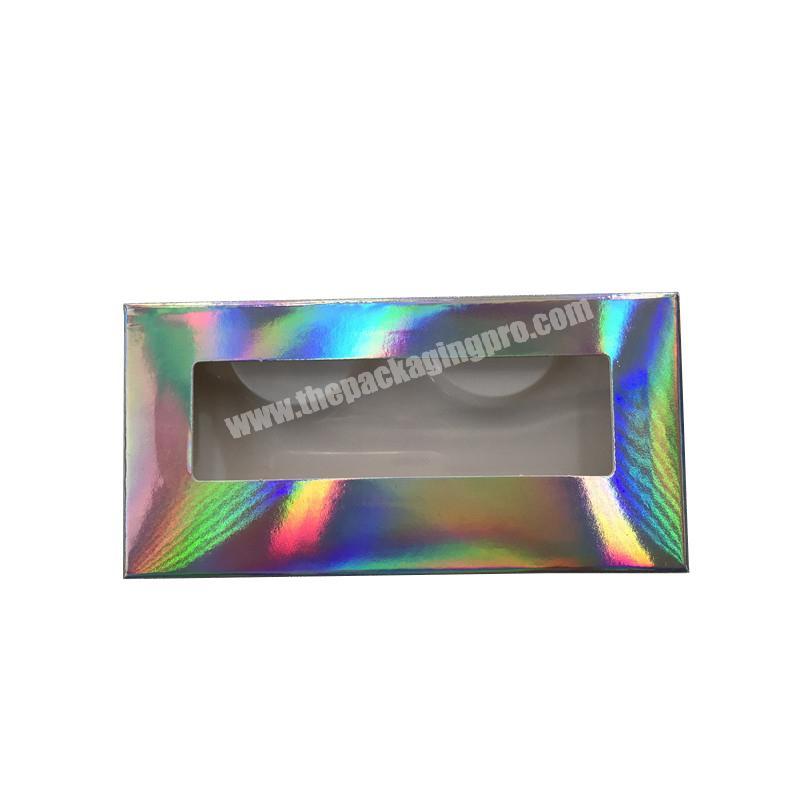 Custom Own Brand Mink Eye Lash Packaging Box Slide Drawer Holographic Paper Eyelash Packaging Box With Clear Window