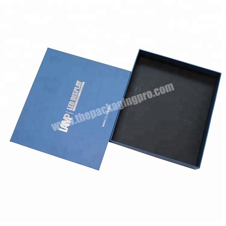 Custom packaging blue silver stamping lid and base boys clothing sets gift packaging paper box