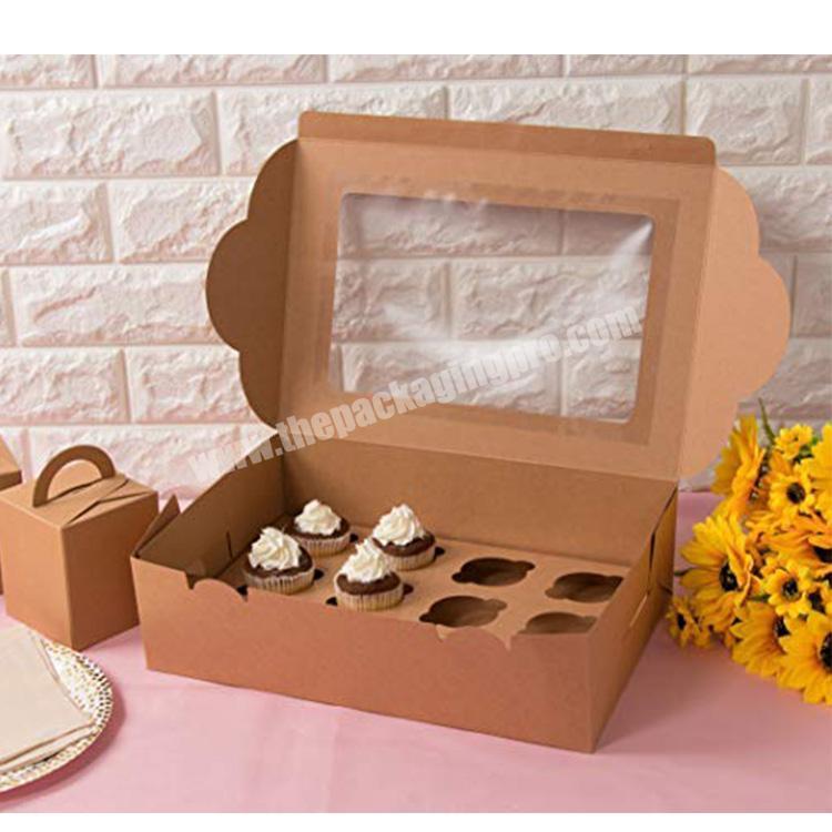 Custom Packaging Brown Plain Kraft Paper Box Elegant CakeMuffin Packaging Box With Window