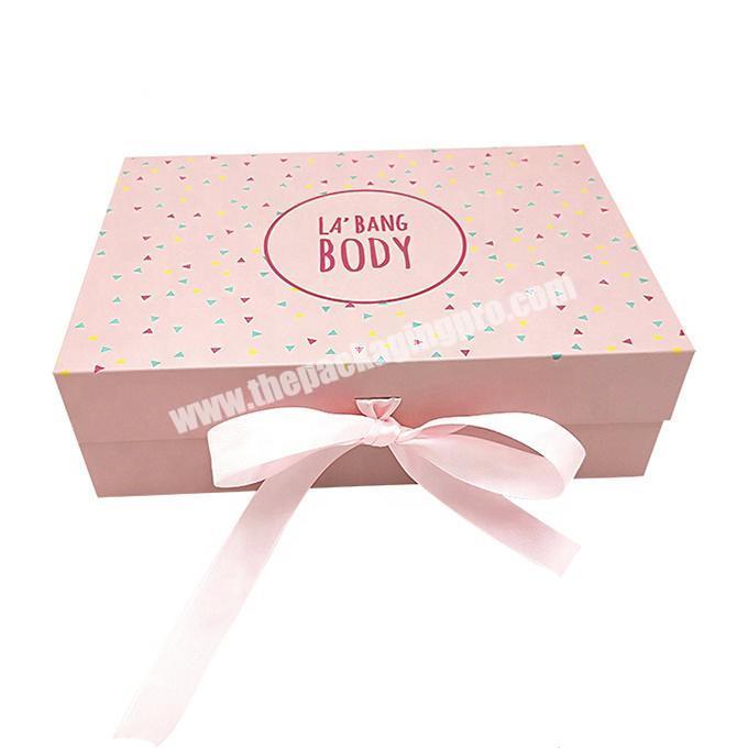 Custom packaging corrugated jewelry shipping pink gift box with ribbon