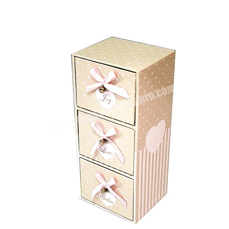 custom packaging Cosmetic Cardboard gift Box Drawer With 3 Drawers