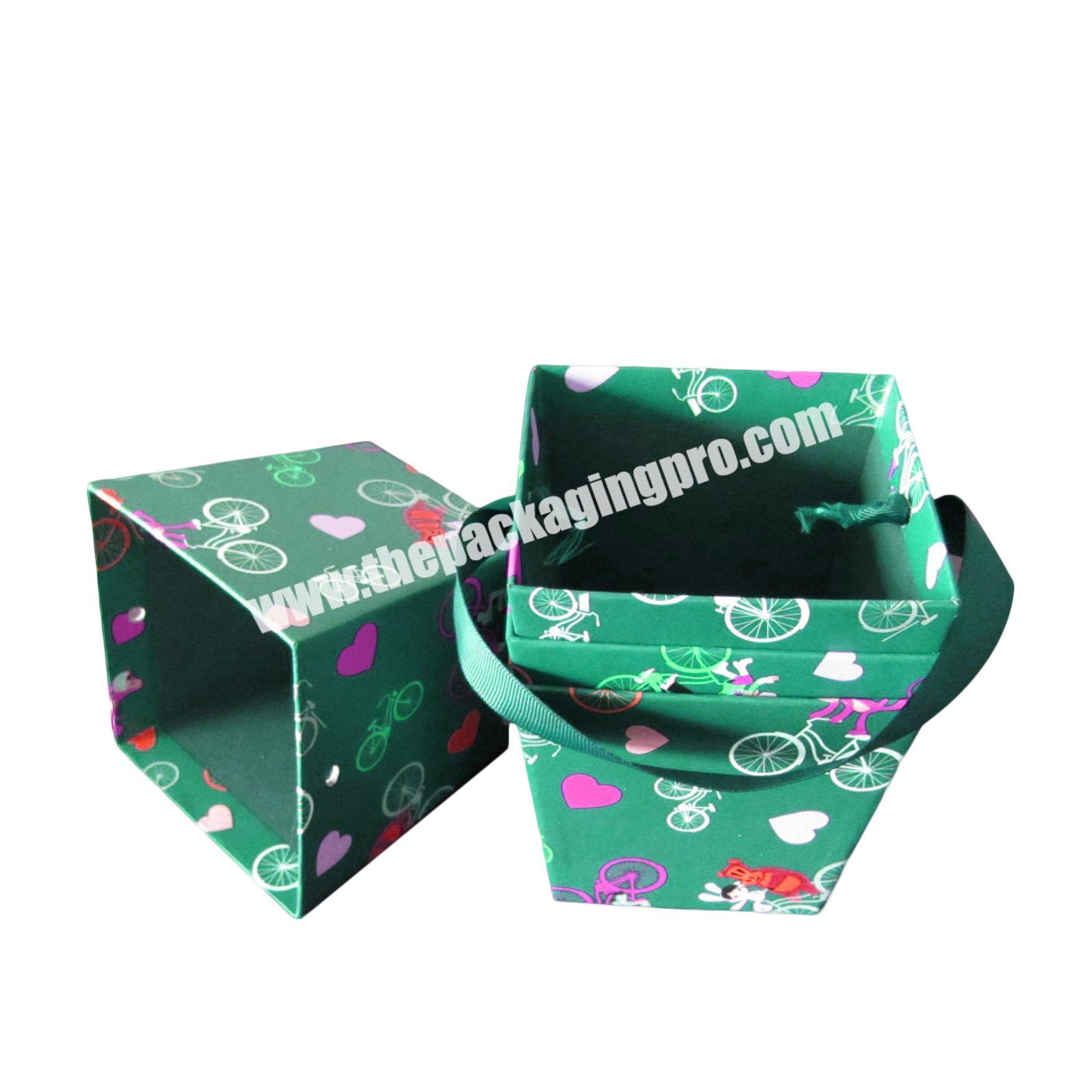 Custom paper basket tray basket candy box with handle