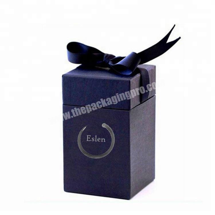 Custom paper cardboard printing candle gift box with ribbon