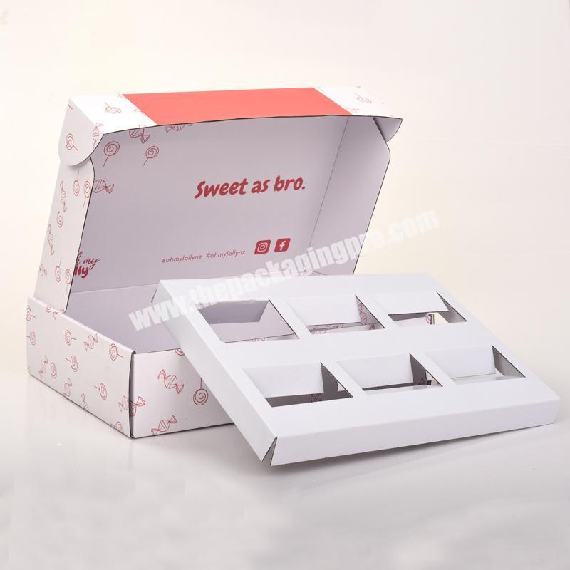 Custom paper corrugated mailer packaging candies set shipping boxes for candy with holder
