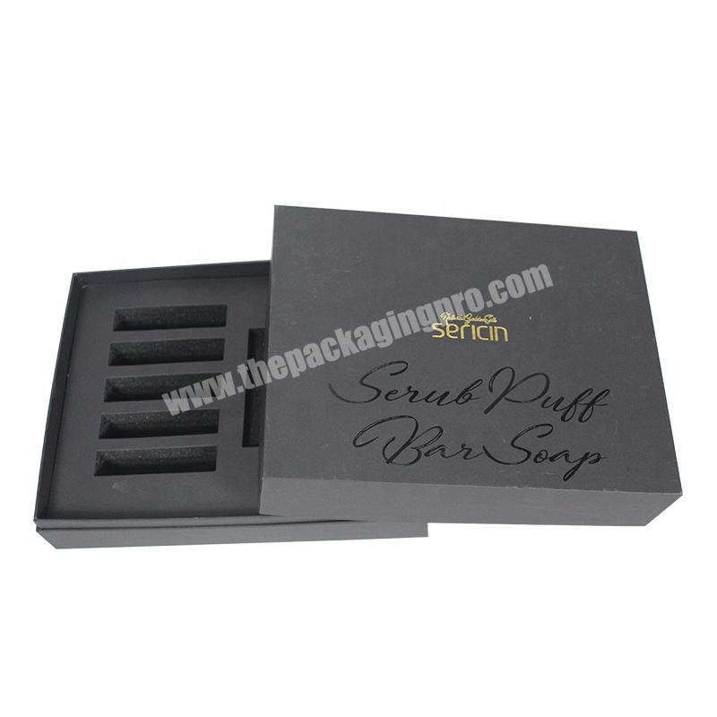 Custom paper divider empty flat pack folding flower cloud print gold foil stamping black gift box packing with eva foam