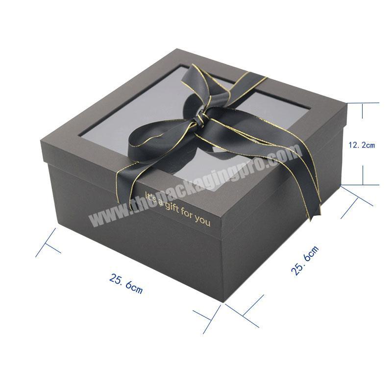 Custom paper hat square gift box flower pack gift box bouquet gift packaging luxury flower box