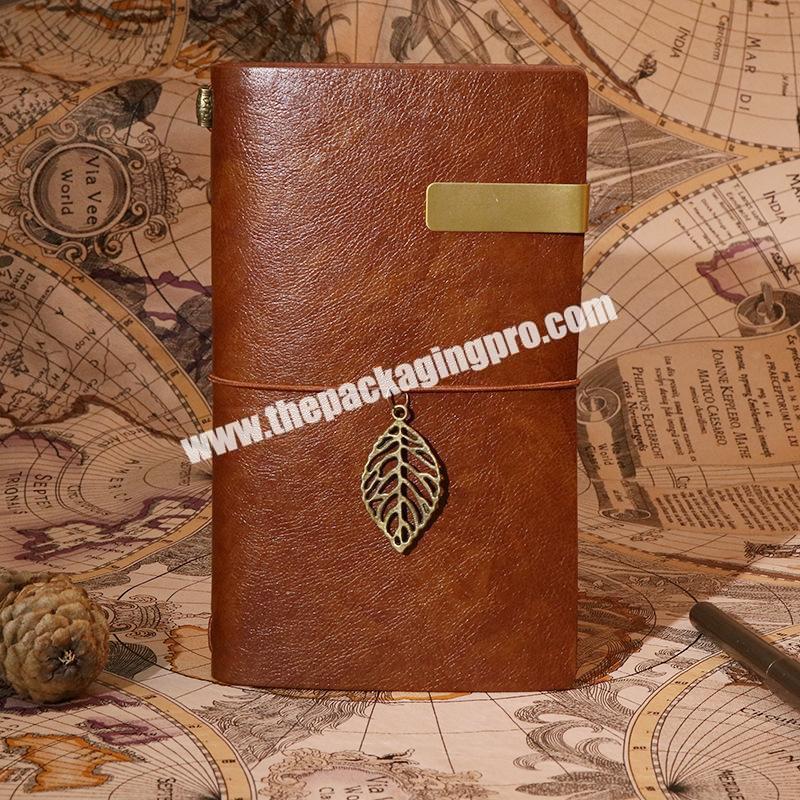 Custom Paper Refillable Dotted Dot Grid Plain Lined Kraft Paper Leather Travel Journal Notebook With Metal Logo For Woman Gifts