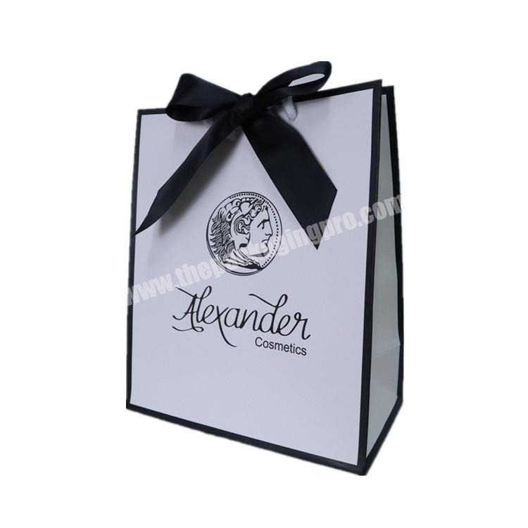 Glossy White Fancy Small Gift Bag with Cord & Tag