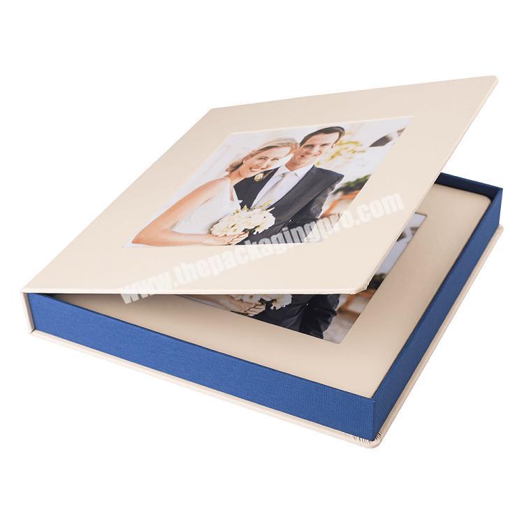 custom photo boxes luxury wedding album presentation box with USB flash pack