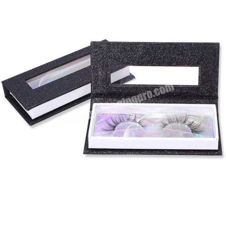 Custom Pink Black Cute Book style Lash Case Paper Container Eyelash Packaging Box