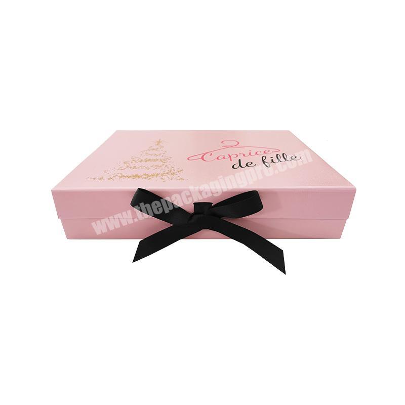 Custom pink card paper folding gift packaging box with colorful UV printing logo box