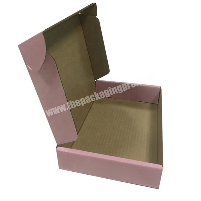 Custom pink glossy lamination corrugated paper board shipping mailer box