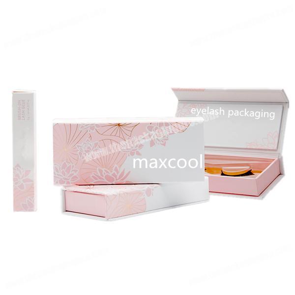 Custom pink printing  paper mink eyelash 3d multi layered 1 pair eyelash packaging box