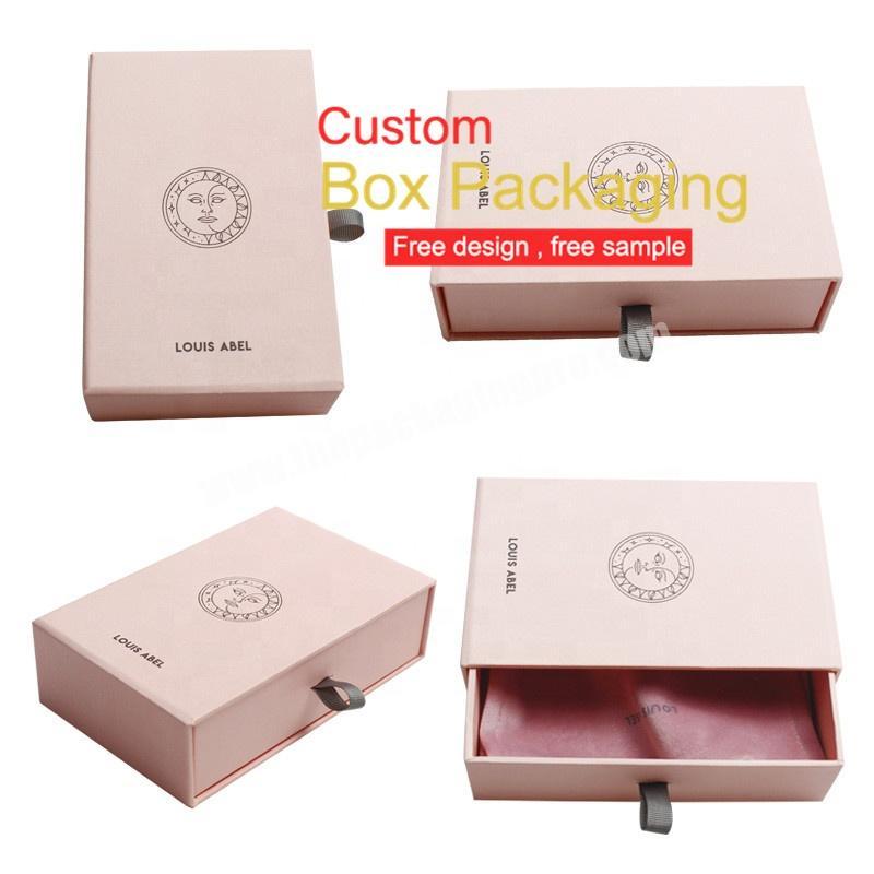 Custom Pink Specialty Paper Rigid Cardboard Luxury Gift Small Earring Ring Necklace Jewelry Box with Logo