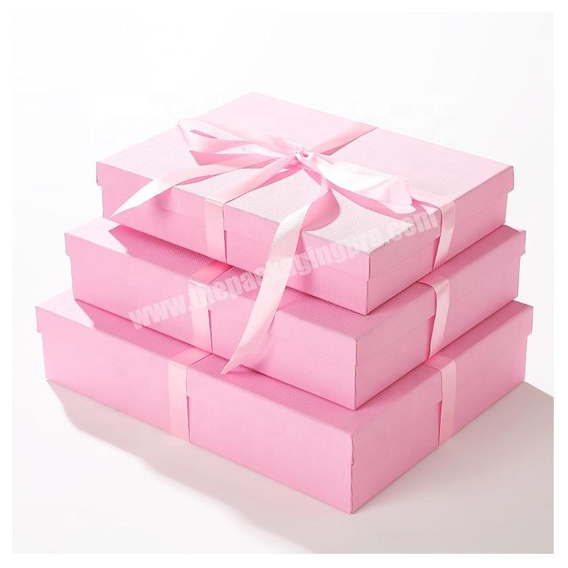 Custom Pink Two Piece Rigid Cardboard Cosmetic Skincare Essential Oil Gift Set Packaging Lid And Base Box