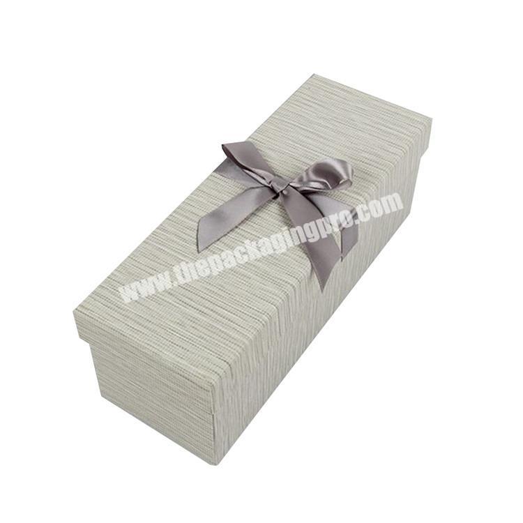 Custom Plain Long Cardboard Gift Packaging Lid and Base Boxes with Ribbon