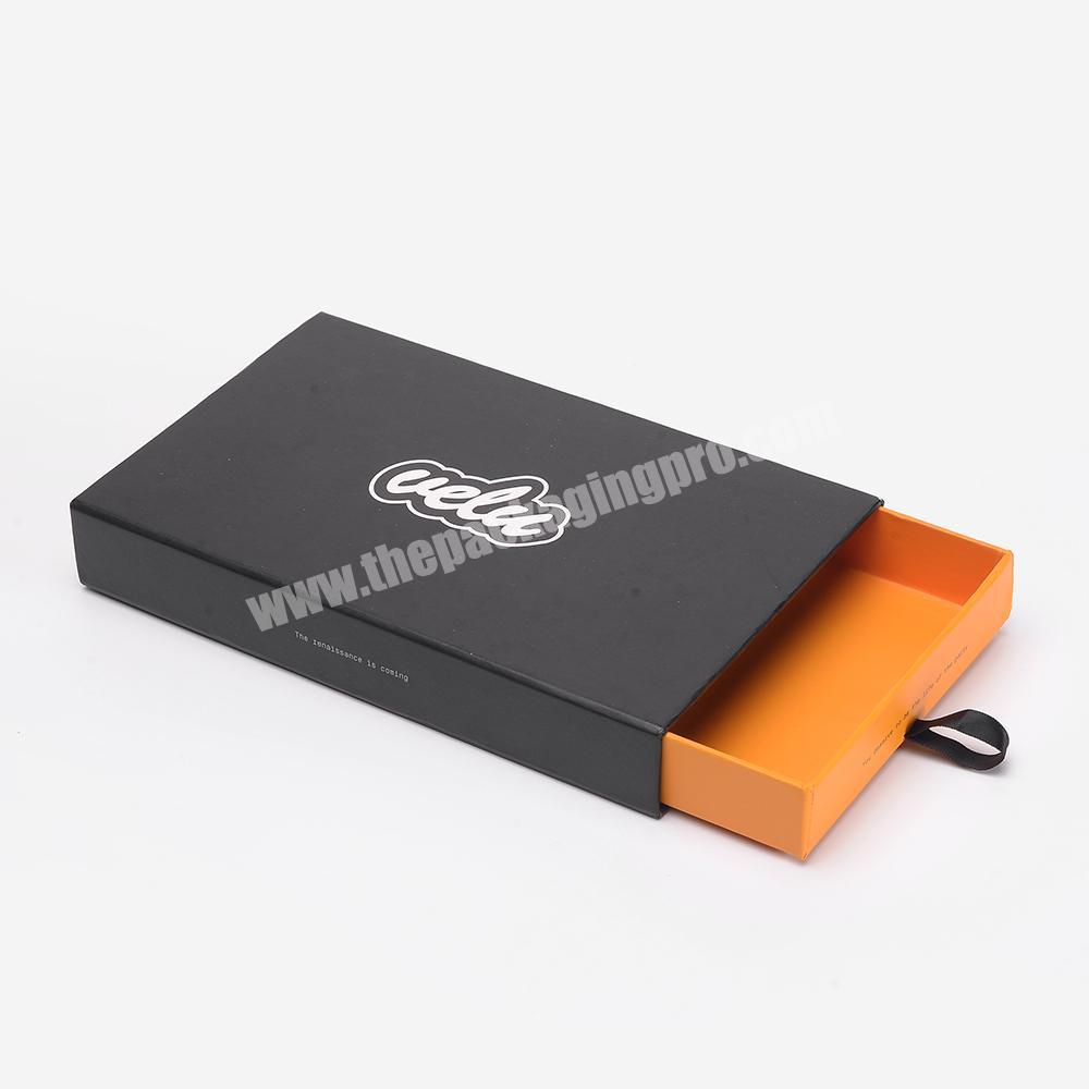 Custom Popular Design UV Logo Printed Cardboard Handle Gift Drawer Packaging Paper Box With Ribbon