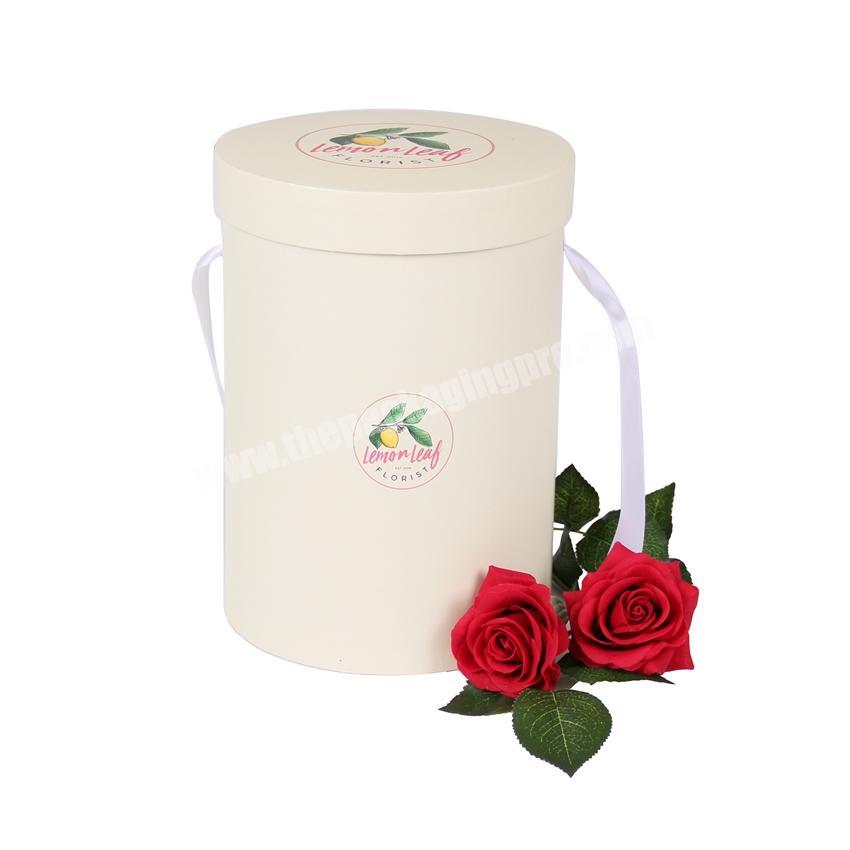 Custom premium bouquet round cylinder hat flower gift box packaging