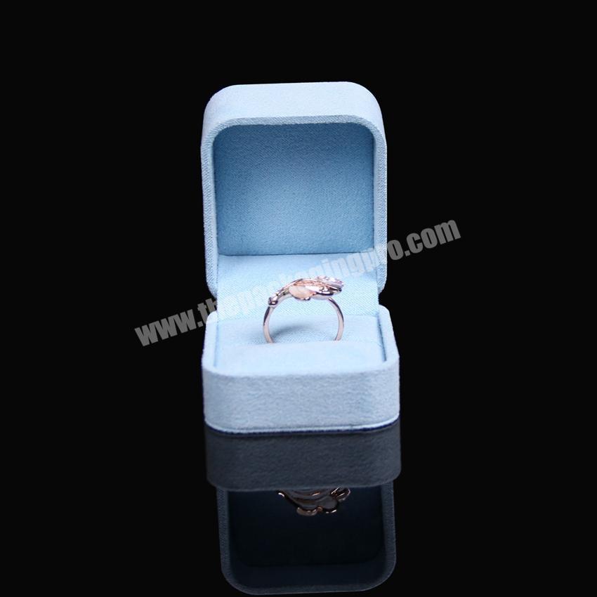 Custom premium large blue velvet ring jewelry gift box