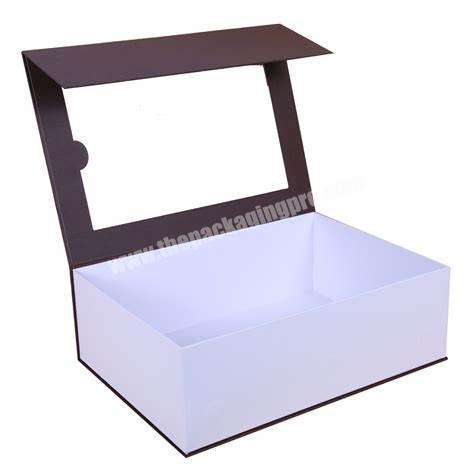 custom premium packaging paper white gift box print with lid window