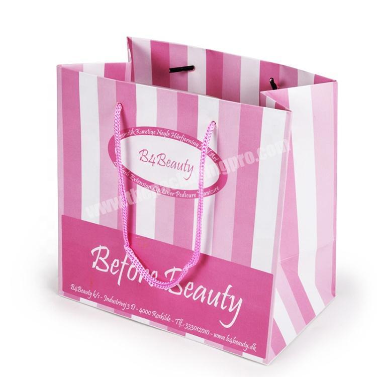 Custom print eco friendly pink shopping paper bag with your logo