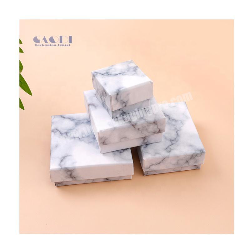 Custom Print Recycled White Marble Pattern Cardboard  Paper Small Jewelry Packaging Box