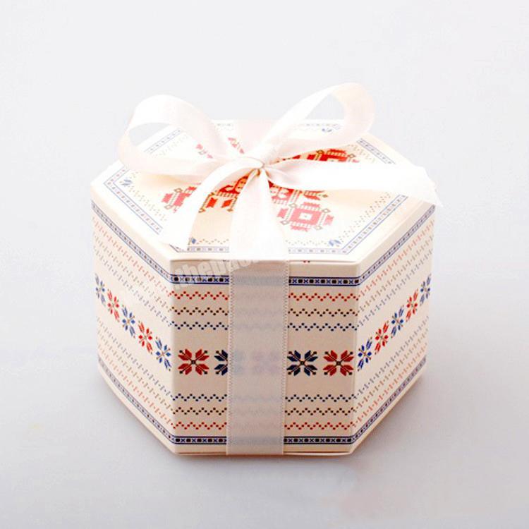 Custom print ribbon packing cake gift  box cardboard box food packaging