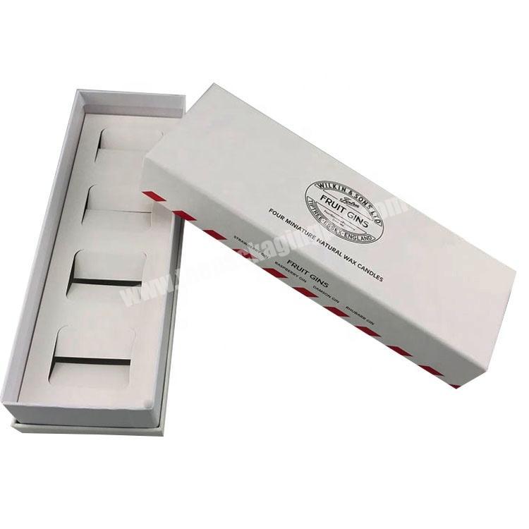 custom print white top lift-off 4PCS packed wax candle box with paper inlay
