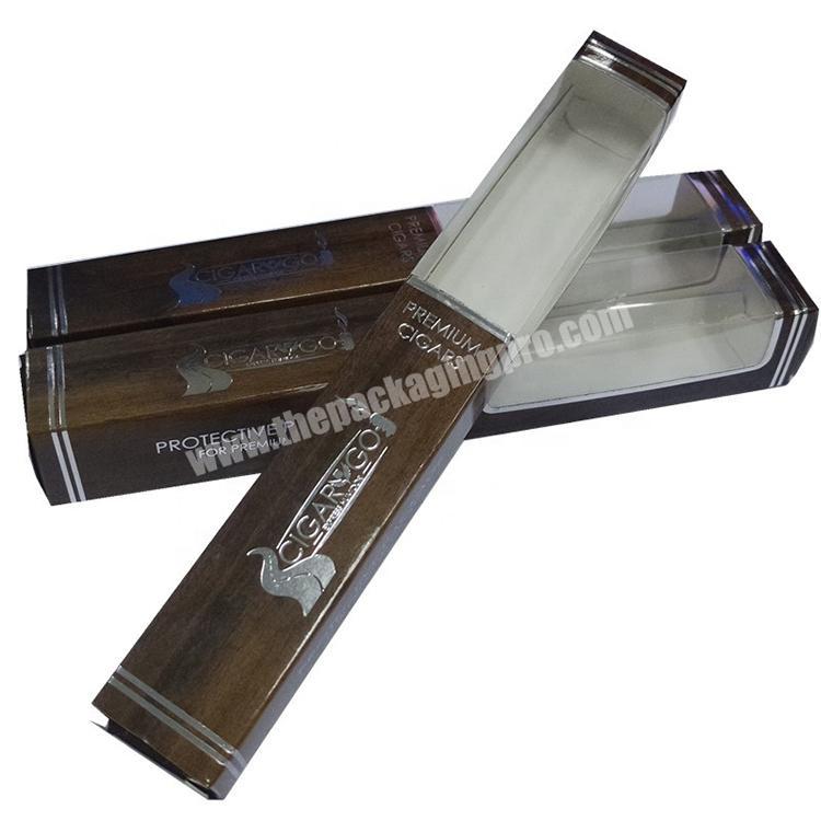 Custom Printed 250g art paper promotional gift cigar paper packing box with PVC window for retail