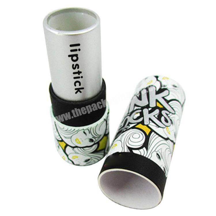 Custom printed box cylinder black recycled round cardboard lipstick tubes