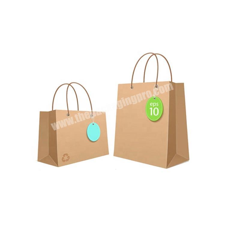 Custom Printed Brown Kraft Gift Paper Bag With Handles And Logo For Shopping