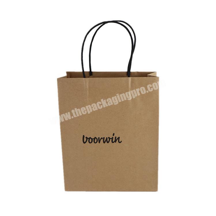 Custom printed brown kraft paper shopping carrier bags with logo