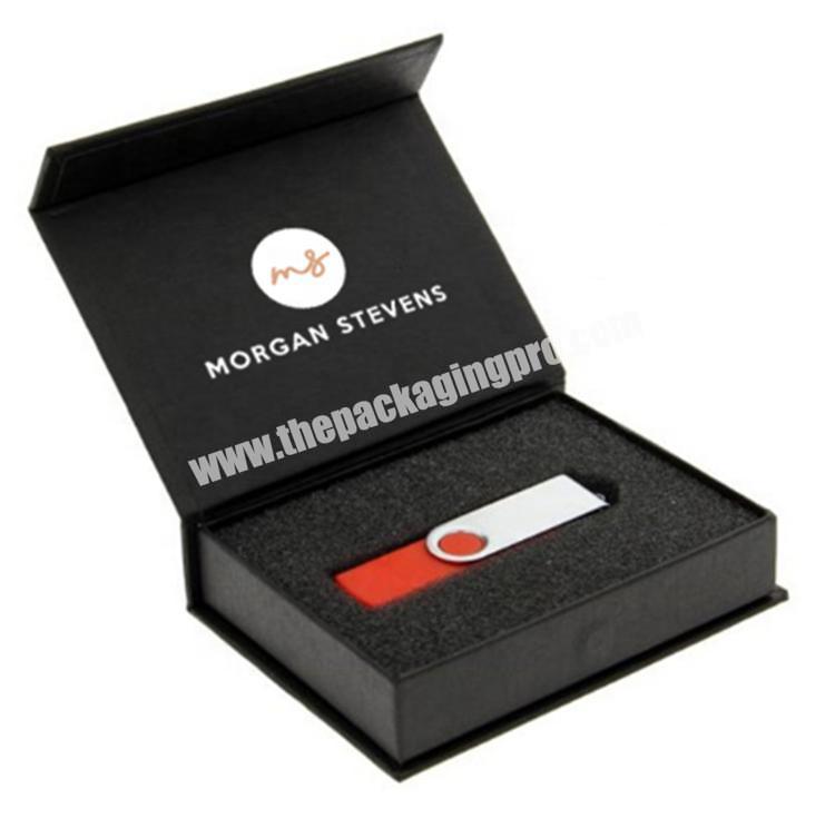 Custom printed cardboard paper USB flash drive packaging box matte box with foam Insert