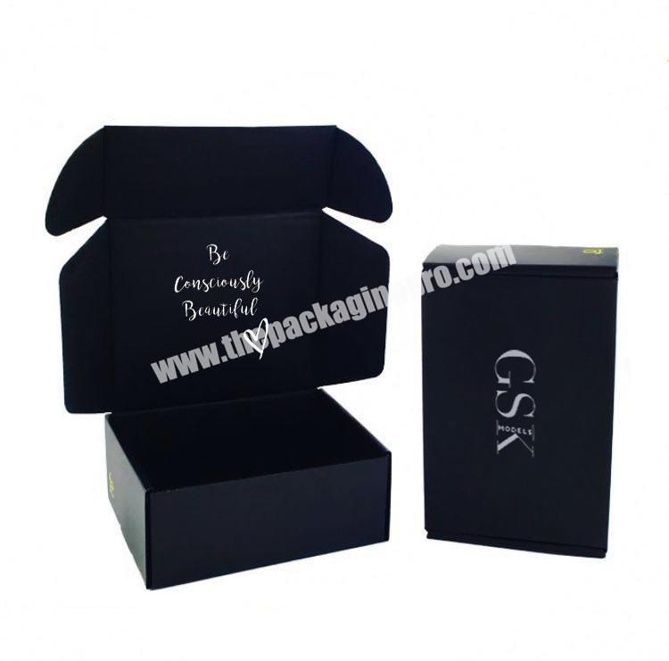 Custom Printed Clothes Flat Black Mailer Box Packaging Recycled Corrugated Board Shipping Delivery Box for Beauty Health Product