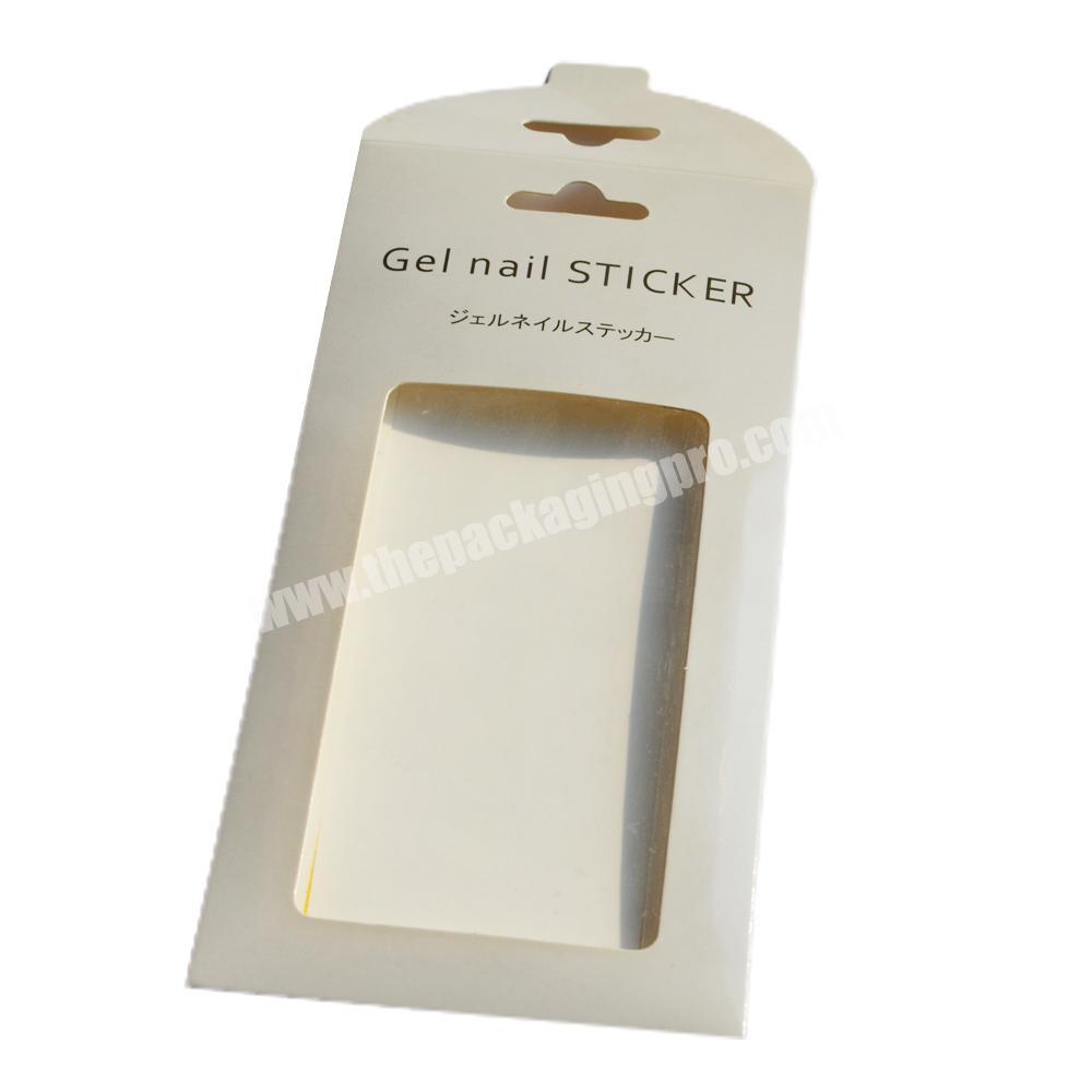 custom printed collapsible Gel Nail Sticker paper box with clear window and self handle