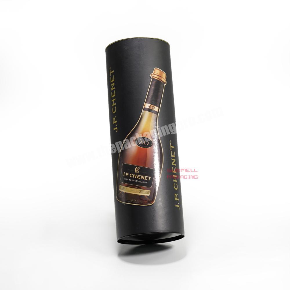 custom printed cylindrical round cardboard spirit box whiskey tube packaging with metal cap
