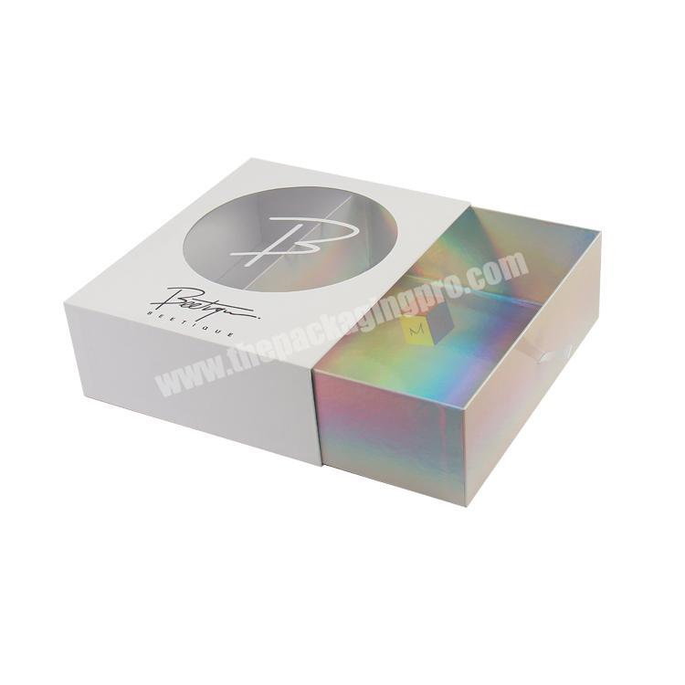custom printed drawer holographic gift box with window