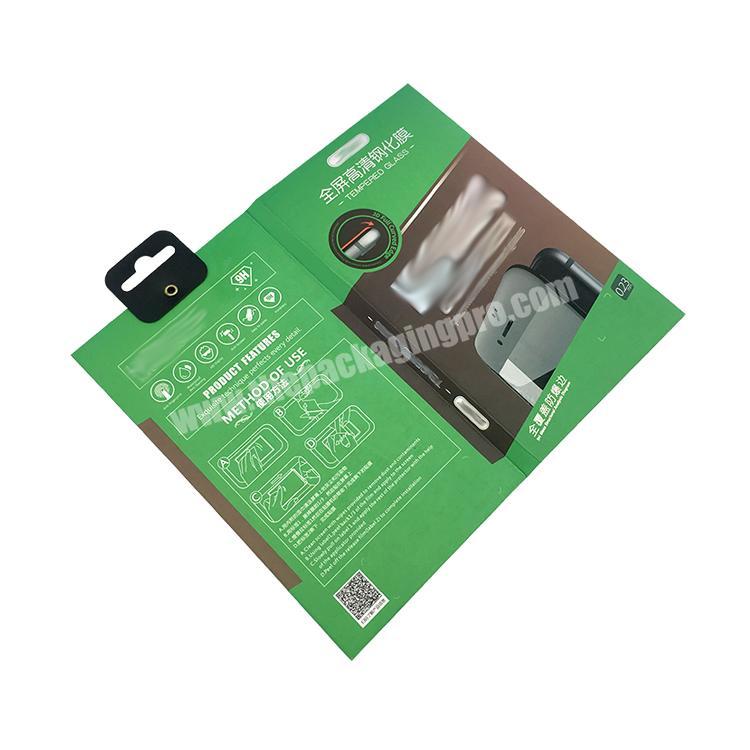 Custom printed foldable magnetic cardboard toughened membrane packaging box with hook