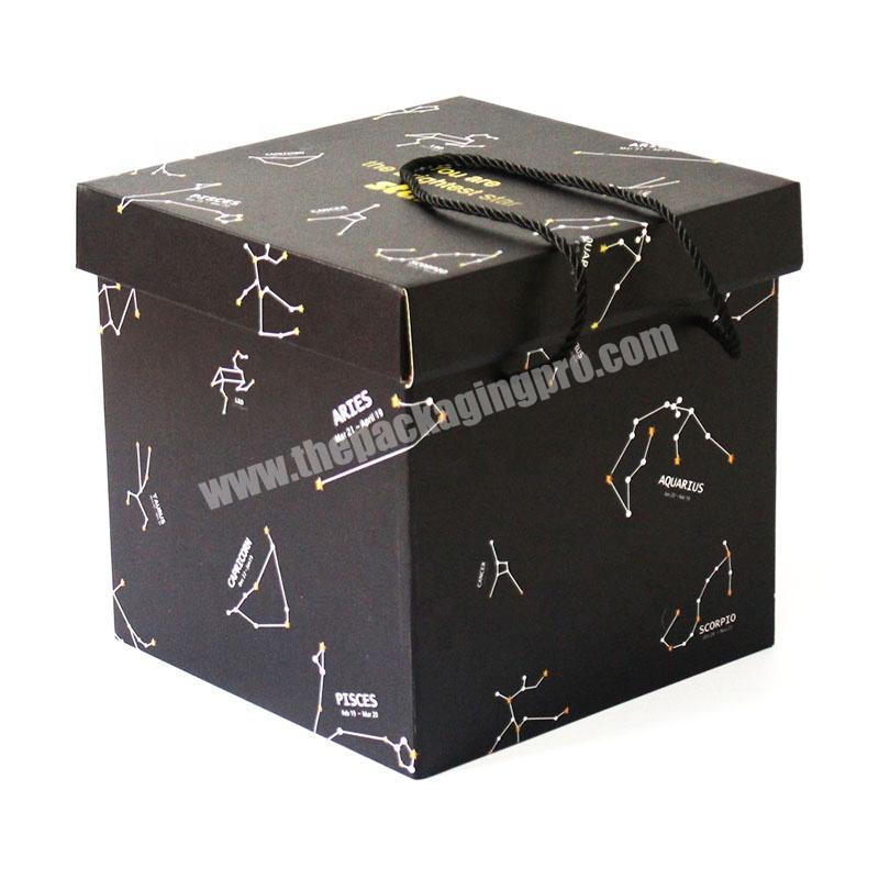 Custom Printed Folding Carton Birthday Party Wedding Guests Return Gift Packaging Box with Rope Handle