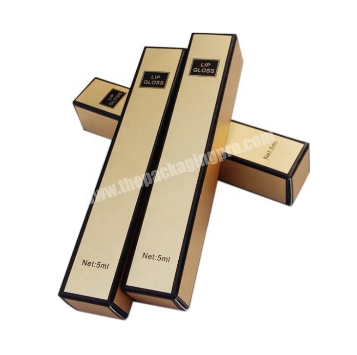 Custom printed folding lipgloss cosmetics golden card paper packaging box