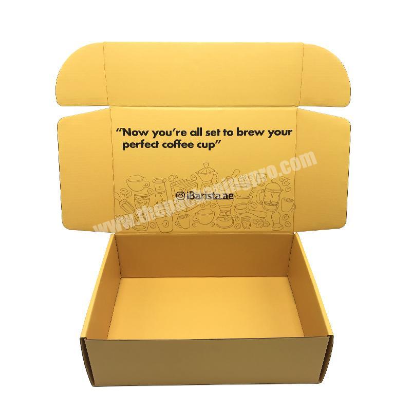 Custom Printed Full Color Corrugated Coffee Cup Sets Packaging Yellow lash Eyelashes Mailing Box for Tea Chocolate box Packing