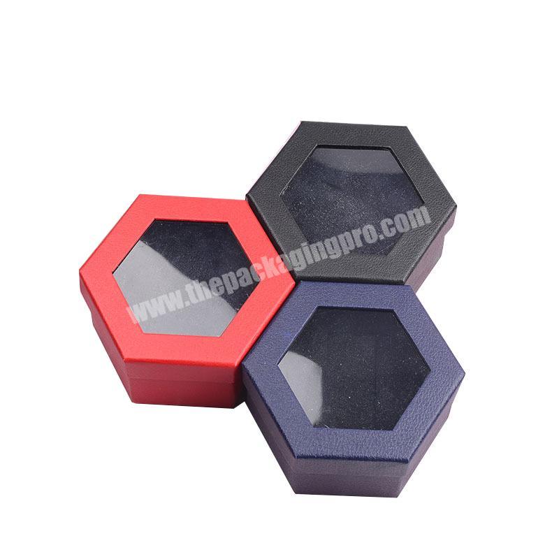 Custom printed hexagonal cardboard packing box with clear pvc window packaging with lid