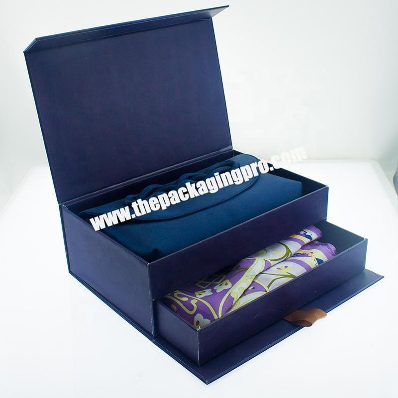 Custom Printed Logo Drawer Double Multi Layers Corrugated Cardboard Paper Box Magnetic Flap Lid Gift Packaging Box