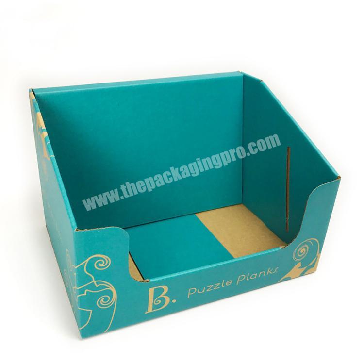 Custom printed logo factory foldable stand counter display corrugated box