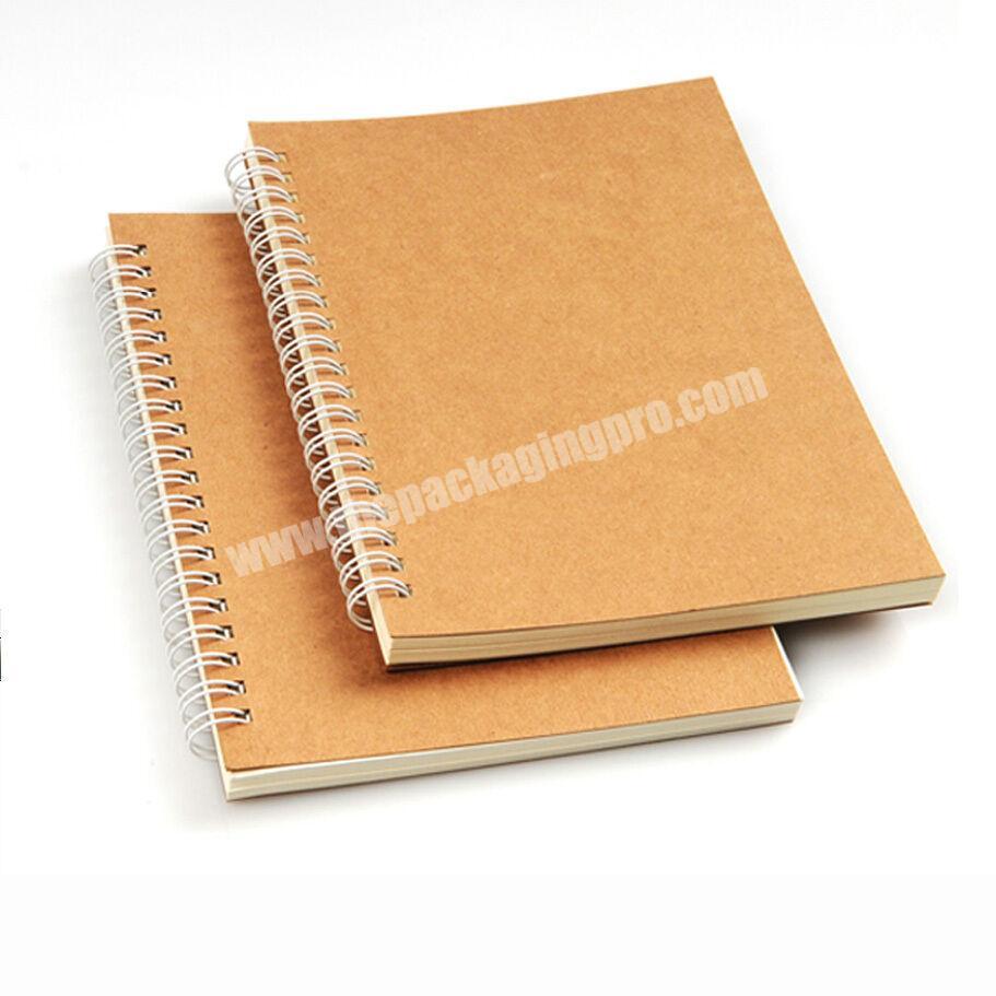 Custom Printed Logo Pages Plain Blank School  Blank Note Book A5  B5 Size Kraft Paper Small Diary Spiral Notebook